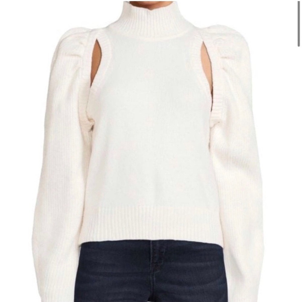 DH New York Cream Cut Out Balloon Sleeve Sweater